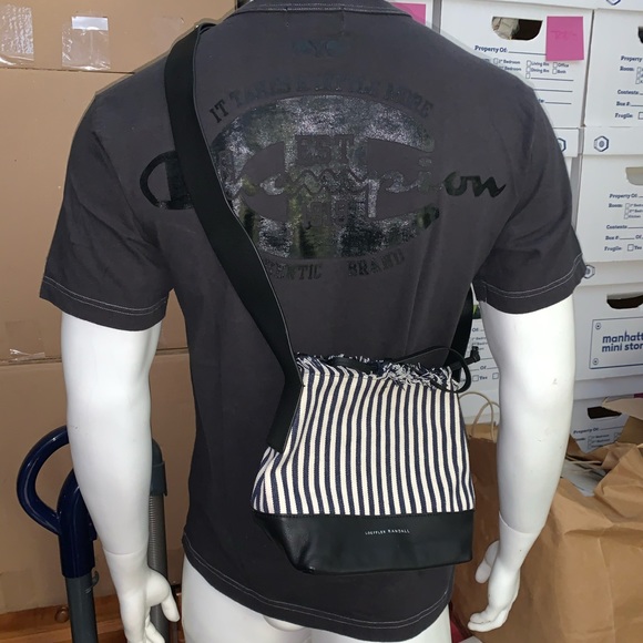 nwot LOEFFLER RANDALL pencil striped BUCKET BAG - Picture 1 of 9